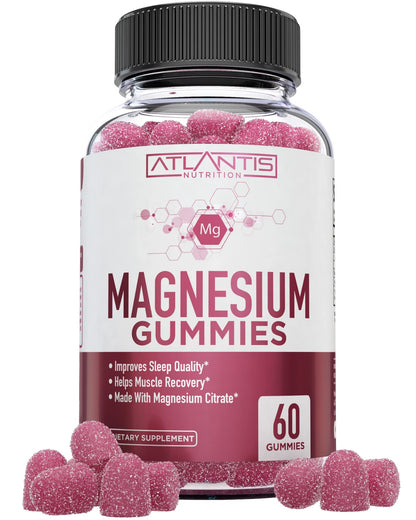 Magnesium Gummies w/ 770 MG Magnesium Citrate - Promote Calmness Improve Sleep Help Muscle Recover & Relieve Cramps - 60 Vegan Gummies