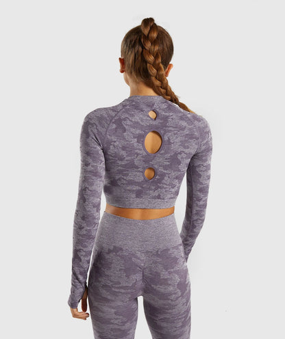 Seamless Camouflage Long Sleeve Yoga Fitness Top