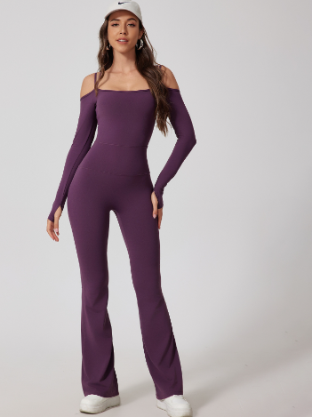 Women's Yoga Jumpsuit with Flared Pants (One Piece)