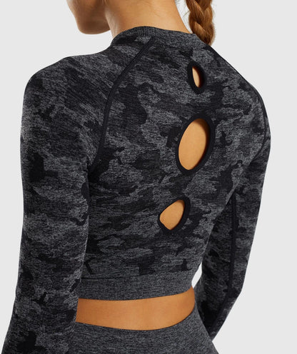 Seamless Camouflage Long Sleeve Yoga Fitness Top