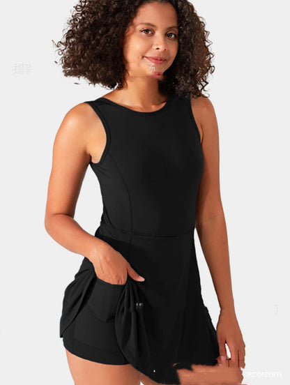U-Shaped Backless One-Piece Yoga Dress Skirt