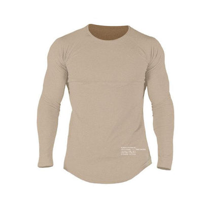 Muscle Master Long Sleeve Fitted Training T-Shirt for Men, Casual Round Neck Workout Base Layer