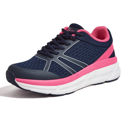 LUCKY STEP Women Walking Running Shoes Comfortable Hiking Shoes Breathable Non Slip Chunky Tennis Cross Training Workout Athletic Gym Sneakers(Navy/Fuchsia8.5)