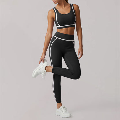 Bare-Feel Yoga Workout Set for Women, High-End Crop Top with Shockproof Sports Bra and Running Leggings Set