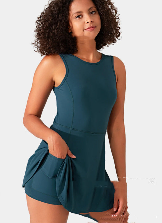 U-Shaped Backless One-Piece Yoga Dress Skirt