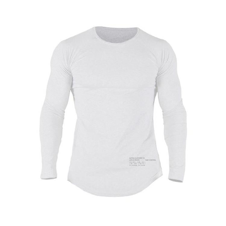 Muscle Master Long Sleeve Fitted Training T-Shirt for Men, Casual Round Neck Workout Base Layer