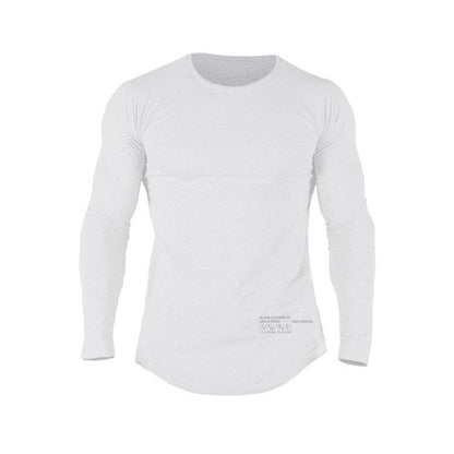 Muscle Master Long Sleeve Fitted Training T-Shirt for Men, Casual Round Neck Workout Base Layer