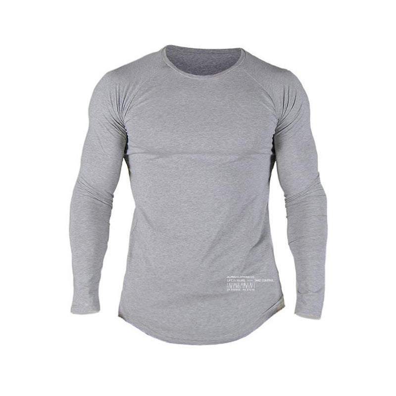 Muscle Master Long Sleeve Fitted Training T-Shirt for Men, Casual Round Neck Workout Base Layer