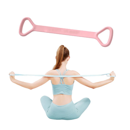 Figure 8 Resistance Band Arm Back Shoulder Exercise Elastic Rope Stretch Fitness Band Foot Leg Hand Stretcher Arm Exerciser for Yoga Pilates Stretching Physical Therapy Home Gym Workout（Pink