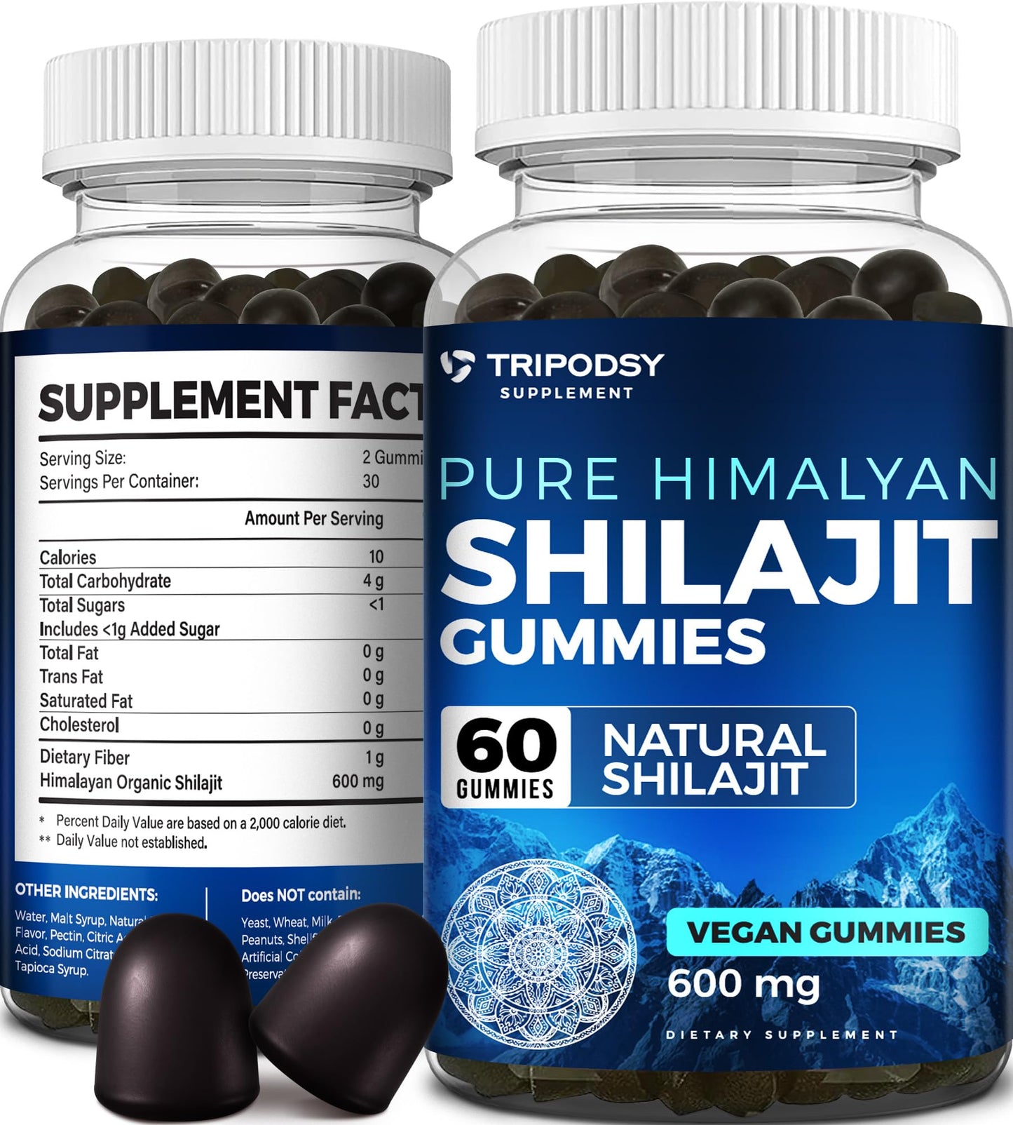 Pure Himalayan Organic Shilajit Gummies - Potent Shilajit Resin Supplement for Men & Women - 100% Natural with 90+ Trace Minerals - Boost Energy Vitality and Immune Support - 60 Gummies