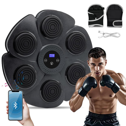 TOGIEEII Music Boxing Machine Smart Bluetooth Music Boxing Machine with LED Screen Wall Mounted Musical Boxing Machine with Boxing Gloves Music Boxing Machine for Adults and Kids use in Home or Gym